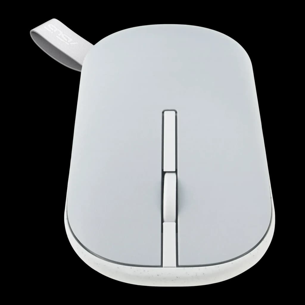 Ratón ASUS Marshmallow MD100 Gris Inalámbrico Bluetooth, vista superior: rueda central, botones y correa gris