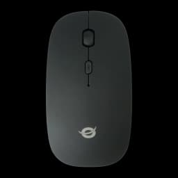 Ratón Conceptronic Negro Bluetooth LORCAN01B, vista superior: cuerpo mate, rueda central y logo Conceptronic visibles
