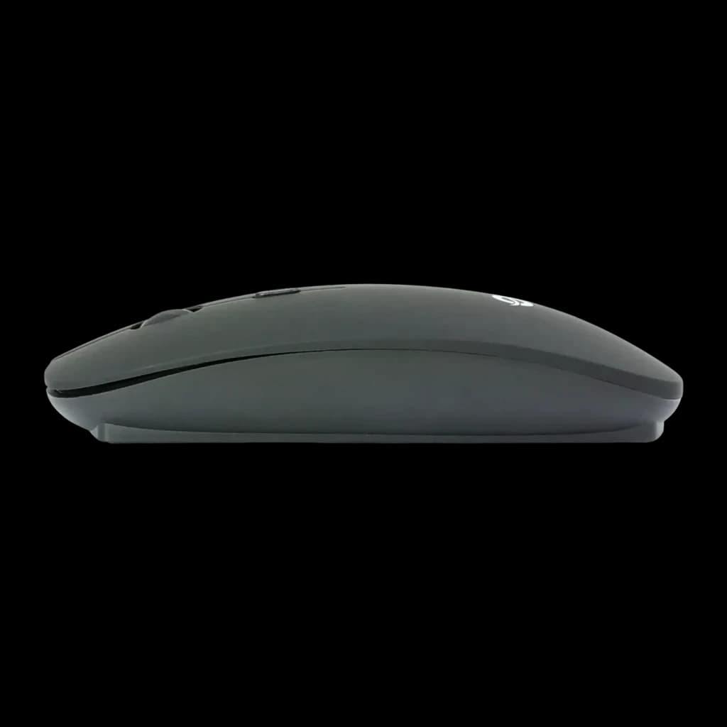 Ratón Conceptronic Negro Bluetooth LORCAN01B, vista lateral: perfil plano y curva ergonómica sobre fondo negro