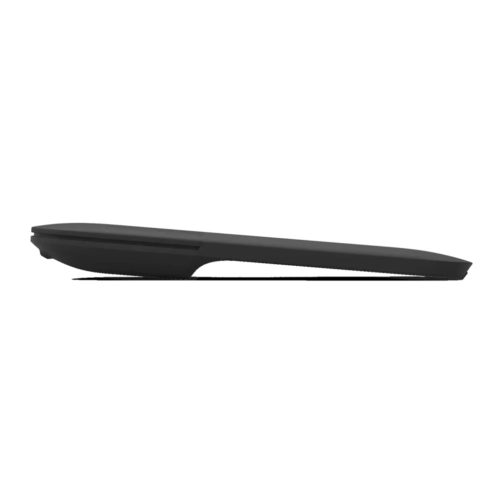 Souris Microsoft Surface Arc Mouse Noir Bluetooth 4.1, vue latérale: profil plat et courbé avec finition mate