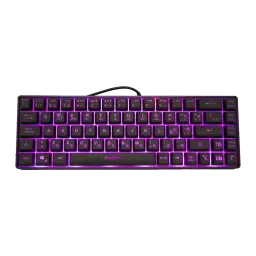 Clavier Gaming CoolBox DeepGaming TM065 Mini 65% Hybride Membrane-Mécanique RGB Noir, vue dessus: rétroéclairage RGB violet