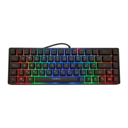 Clavier Gaming CoolBox DeepGaming TM065 Mini 65% Hybride Membrane-Mécanique RGB Noir, vue dessus: rétroéclairage RGB