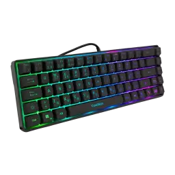 Clavier Gaming CoolBox DeepGaming TM065 Mini 65% Hybride Membrane-Mécanique RGB Noir, vue latérale: rétroéclairage RGB