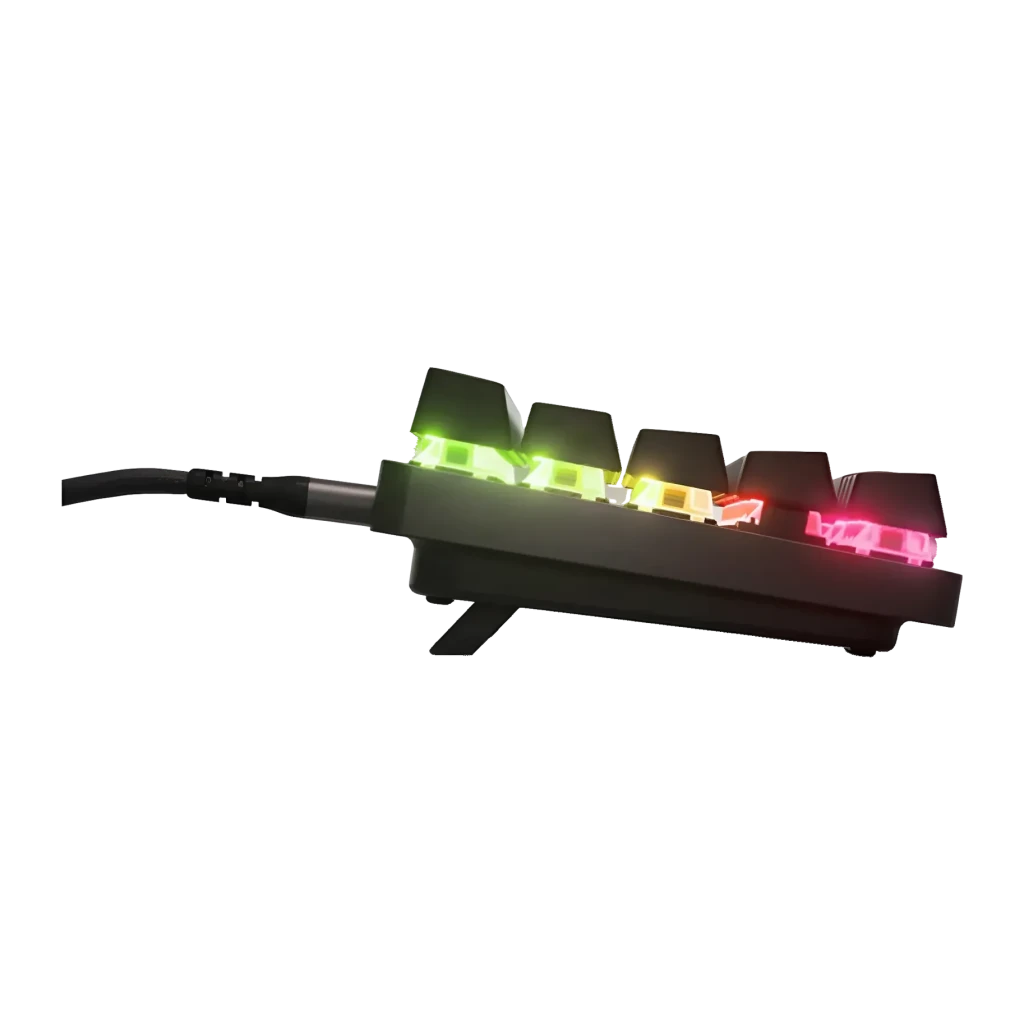 Clavier Gaming SteelSeries Apex Pro Mini Gen 3 Mécanique Magnetic-mechanical RGB Noir, vue latérale: switches éclairés