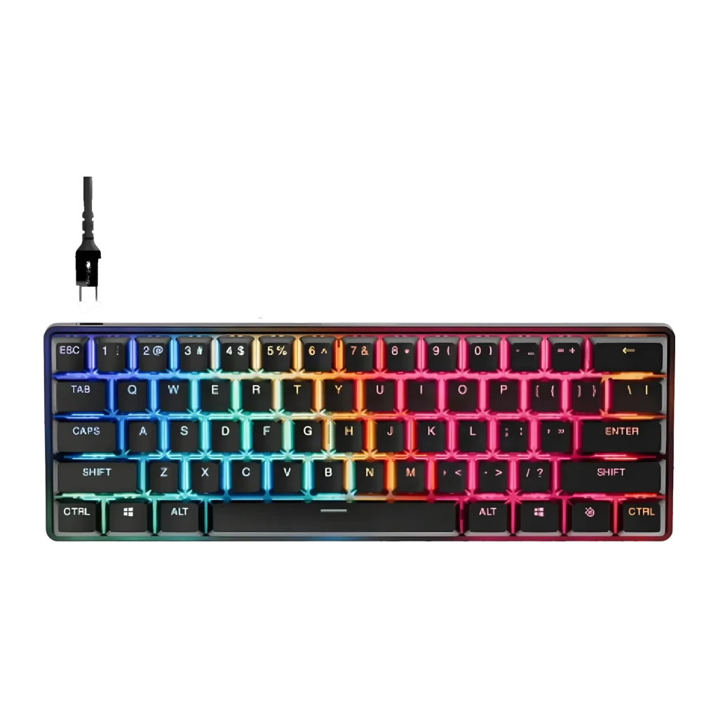 Clavier Gaming SteelSeries Apex Pro Mini Gen 3 Mécanique Magnetic-mechanical RGB Noir, vue du dessus: rétroéclairage