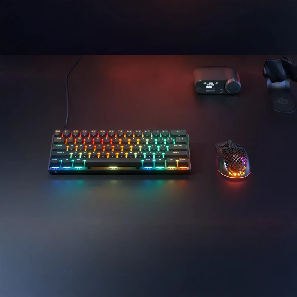 Clavier Gaming SteelSeries Apex Pro Mini Gen 3 Mécanique Magnetic-mechanical RGB Noir, en utilisation: vue de dessus