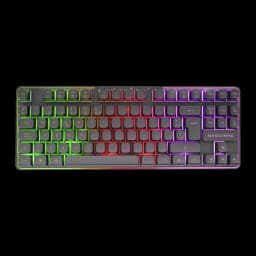 Combo Gaming Mars Gaming Sans Fil RGB 360x260mm Noir MCPWTKLES, vue dessus: clavier TKL rétroéclairage RGB multicolore vert