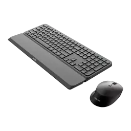 Combo Clavier et Souris Philips Noir Sans Fil Bluetooth SPT6607B/16, vue en perspective: clavier avec repose-poignet
