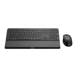 Combo Clavier et Souris Philips Noir Sans Fil Bluetooth SPT6607B/16, vue de dessus: clavier avec repose-poignets et souris