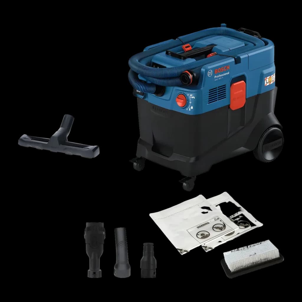 Aspirateur industriel sec/humide Bosch GAS 400 A Professional Bleu Sans Fil 1200W, vue ensemble: aspirateur avec tuyau