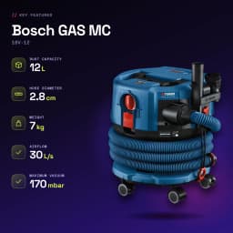 Aspiradora Bosch GAS MC Azul Sin Cable 170mbar 18V-12 - características