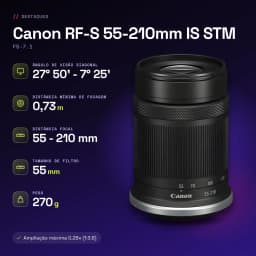Objectif photo Canon RF-S 55-210mm IS STM Noir APS-C F5-7.1 - caractéristiques