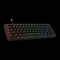 Teclado Gaming HyperX Alloy Origins 2 65% Mecánico Switch Red RGB Layout ES Negro, vista frontal en ángulo: iluminación RGB