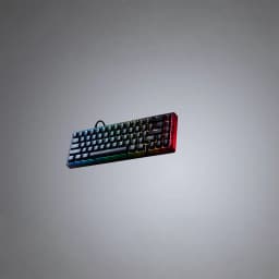Teclado Gaming HyperX Alloy Origins 2 65% Mecánico Switch Red RGB Layout ES Negro, en uso: vista diagonal flotante