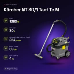 Aspirador Kärcher NT 30/1 Tact Te M Preto/Cinzento 25,4 kPa 1380W - características