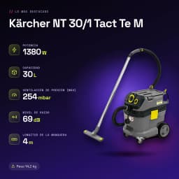 Aspirador Kärcher NT 30/1 Tact Te M Preto/Cinzento 25,4 kPa 1380W - características