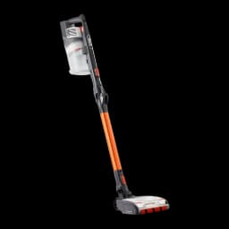 Aspiradora Escoba Shark IZ201 Naranja Sin Cable 45V Ión de litio 40min, vista lateral: tubo naranja, depósito transparente