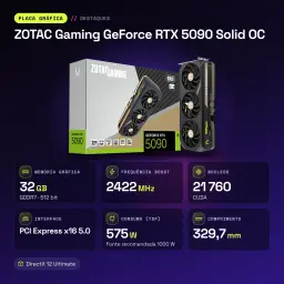 ZOTAC Gaming GeForce RTX 5090 Solid OC 32 Go GDDR7 Noir - caractéristiques