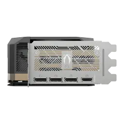 ZOTAC Gaming GeForce RTX 5090 Solid OC 32 Go GDDR7 Noir, vue arrière: équerre avec 3 DisplayPort, 1 HDMI et logo ZOTAC gravé