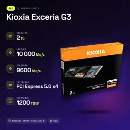 SSD Kioxia Exceria G3 2To NVMe PCIe Gen5 x4 M.2 2280 - caractéristiques