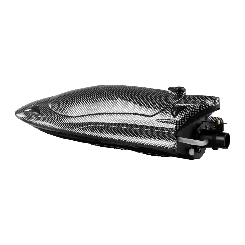 Bateau RC Amewi Stingray 335mm RTR Noir 40km/h 2000mAh Li-Ion 80m 26108, vue latérale arrière: finition fibre de carbone