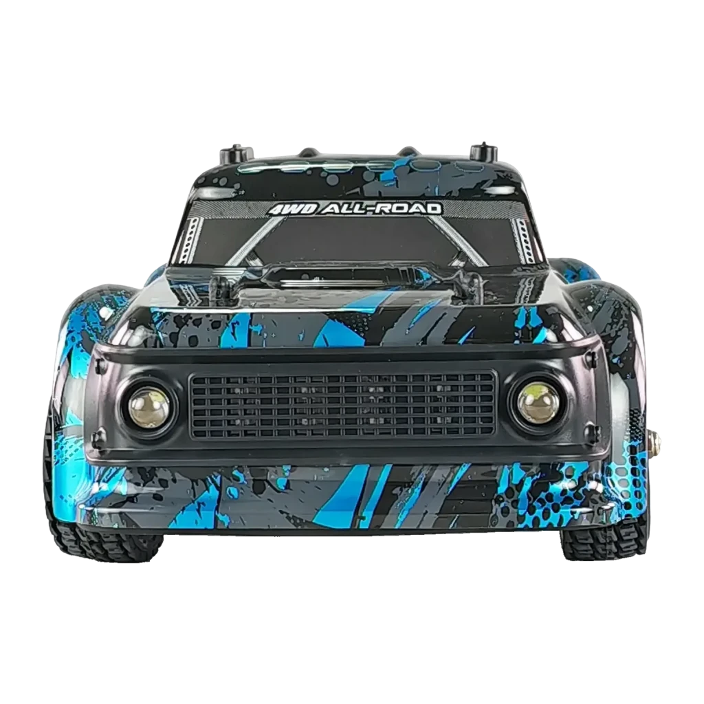 Voiture RC Amewi Hyper Go Breaker ProDrift 1:14 4WD Brushless 2000mAh Noir/Bleu, vue avant: calandre, phares LED