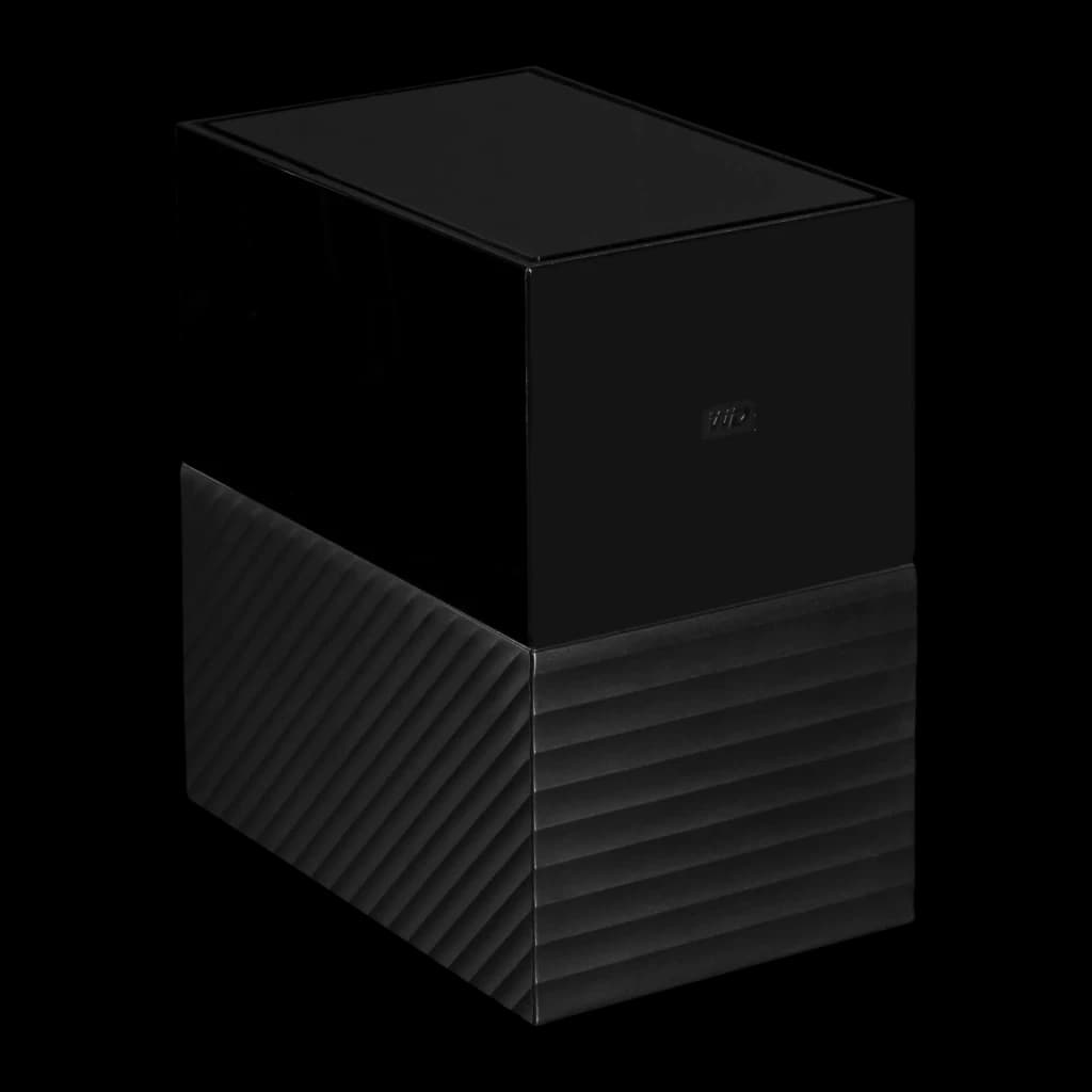 Disque Dur Externe WD My Book Duo 16To USB 3.1 Noir, vue latérale: corps bicolore avec partie supérieure brillante et base