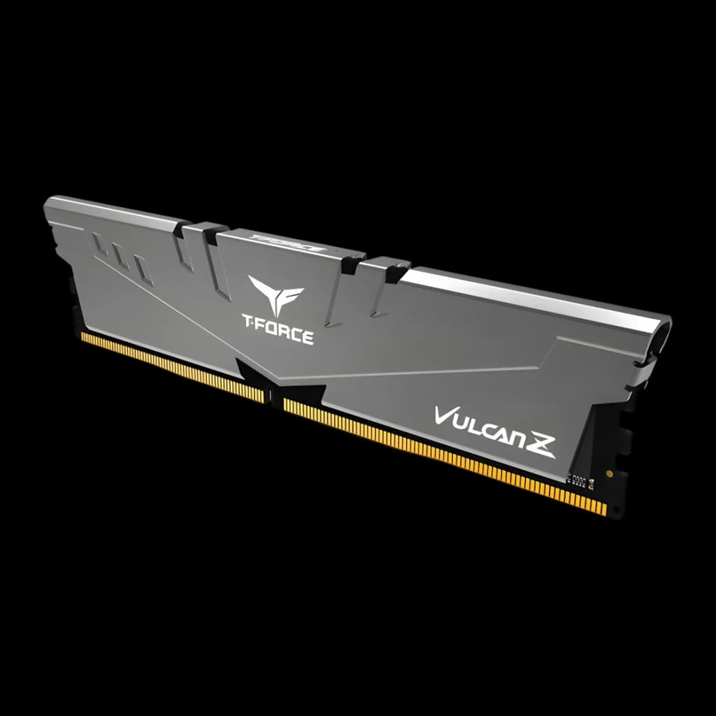 Memória RAM Team Group T-Force Vulcan Z DDR4 3200MHz 16GB (2x8GB) CL16 Cinzento, vista em ângulo: dissipador cinzento