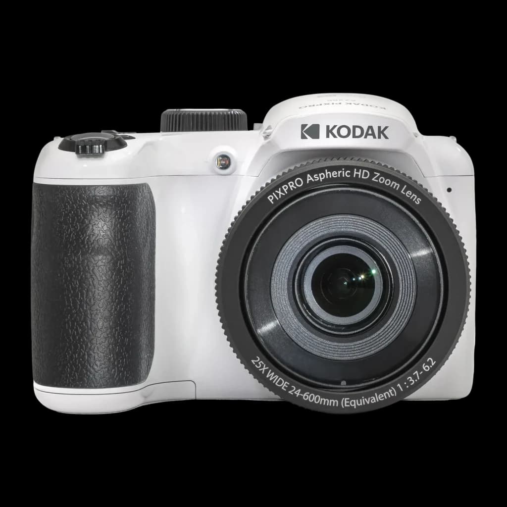 Appareil Bridge Kodak Pixpro AZ255 Blanc BSI CMOS 1/2.3 pouces Full HD 1080p 16MP, vue avant: objectif zoom 25x 24-600mm