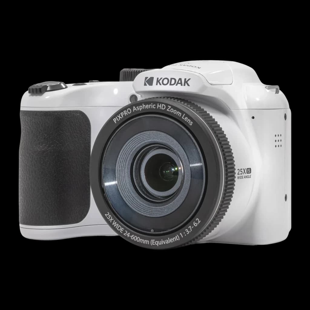 Appareil Bridge Kodak Pixpro AZ255 Blanc BSI CMOS 1/2.3 pouces Full HD 1080p 16MP, vue avant: objectif zoom 25x 24-600mm