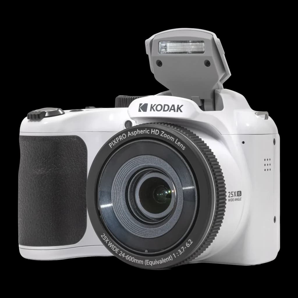 Appareil Bridge Kodak Pixpro AZ255 Blanc BSI CMOS 1/2.3 pouces Full HD 1080p 16MP, face avant: flash relevé, objectif zoom