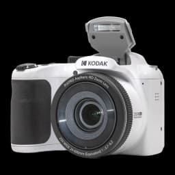 Appareil Bridge Kodak Pixpro AZ255 Blanc BSI CMOS 1/2.3 pouces Full HD 1080p 16MP, face avant: flash relevé, objectif zoom