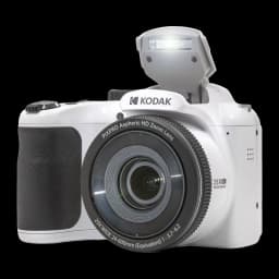 Appareil Bridge Kodak Pixpro AZ255 Blanc BSI CMOS 1/2.3 pouces Full HD 1080p 16MP, face avant: flash relevé, objectif zoom