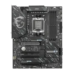 Carte mère MSI X870 Gaming Plus WiFi AMD AM5 DDR5 ATX Noir, vue de face: socket AM5, slots DDR5, PCIe Gen5 et logo dragon