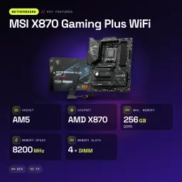 Carte mère MSI X870 Gaming Plus WiFi AMD AM5 DDR5 ATX Noir - caractéristiques