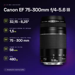 Objectif photo Canon EF 75-300mm f/4-5.6 III Noir - caractéristiques