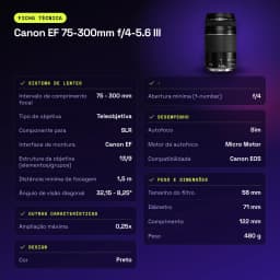 Objectif photo Canon EF 75-300mm f/4-5.6 III Noir - caractéristiques