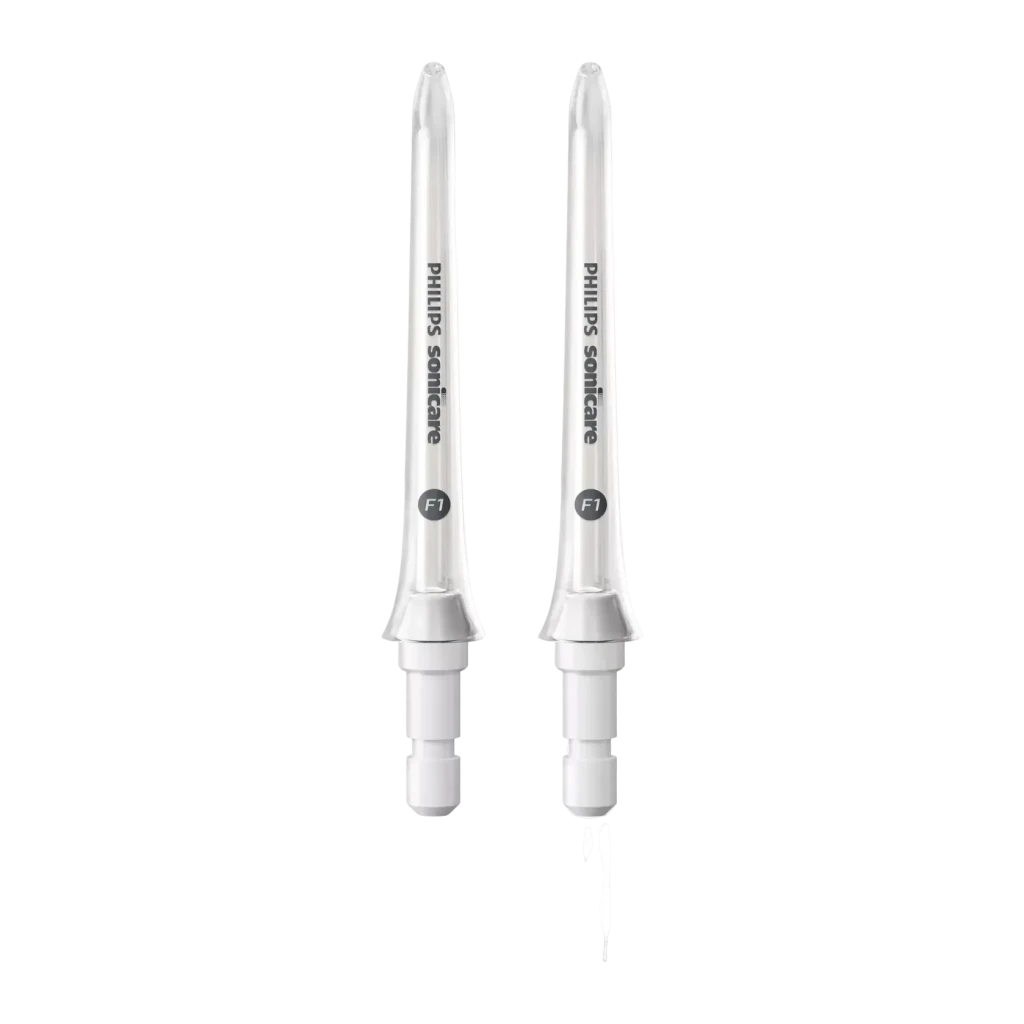 Cabezales de repuesto Philips Sonicare 360° rotación Pack 2 unidades Blanco HX3042/00, vista frontal: dos boquillas blancas