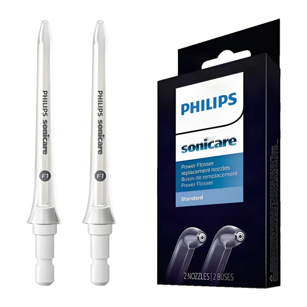 Cabezales de repuesto Philips Sonicare 360° rotación Pack 2 unidades Blanco HX3042/00, vista frontal: dos boquillas blancas