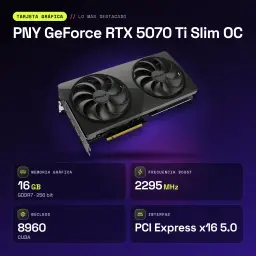 PNY GeForce RTX 5070 Ti Slim OC 16GB GDDR7 Negro - características