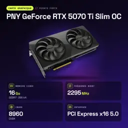 PNY GeForce RTX 5070 Ti Slim OC 16GB GDDR7 Negro - características