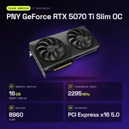 PNY GeForce RTX 5070 Ti Slim OC 16GB GDDR7 Negro - características