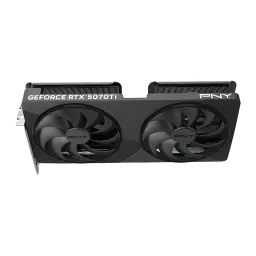 PNY GeForce RTX 5070 Ti Slim OC 16GB GDDR7 Negro, vista frontal: dos ventiladores con logo PNY y texto GeForce RTX 5070Ti