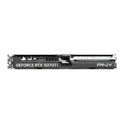 PNY GeForce RTX 5070 Ti Slim OC 16GB GDDR7 Negro, vista lateral: perfil delgado con aletas de disipación y logo grabado