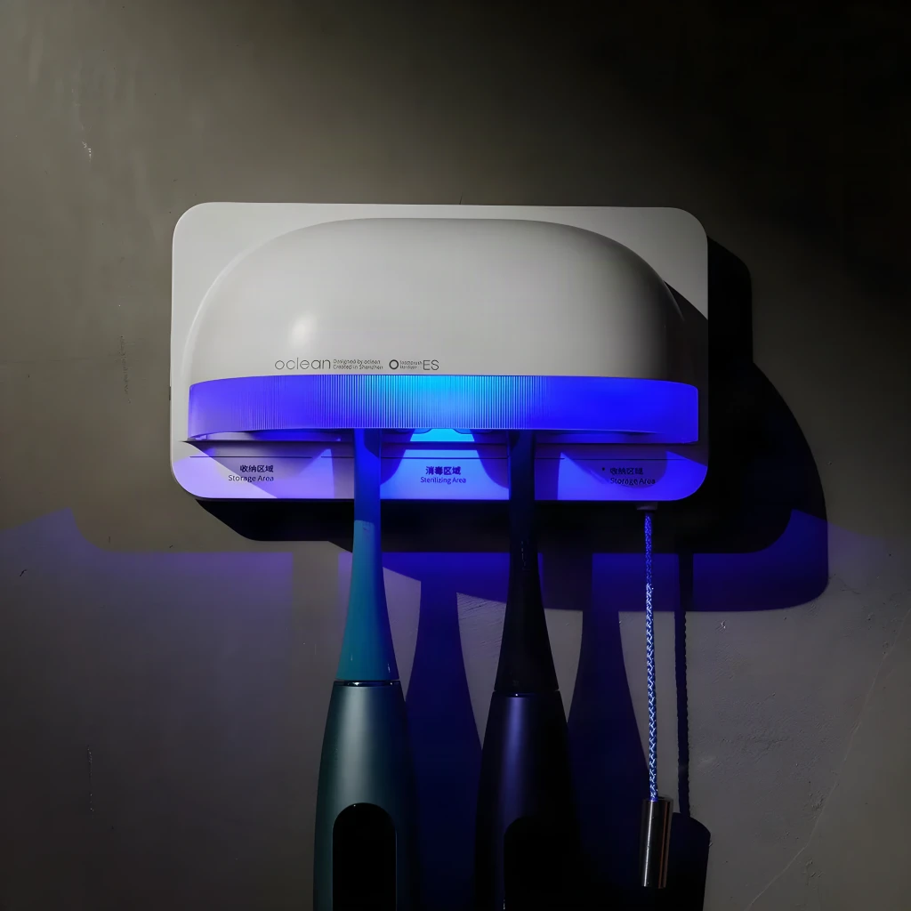 Higienizador para cepillo de dientes Oclean S1 UV-C Corriente alterna Gris, montado en pared: luz UV-C azul activa con tres
