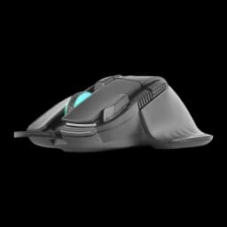 Souris Gaming Mars Gaming MM-XT Câble tressé 1,55 m 12800 DPI RGB Noir, vue latérale: molette RGB cyan, câble tressé