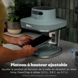 Freidora de aire Ninja CRISPi PRO 7-in-1 5,7L 2050W 7 Funciones Gris, detalle: mano deslizando bandeja ajustable en altura