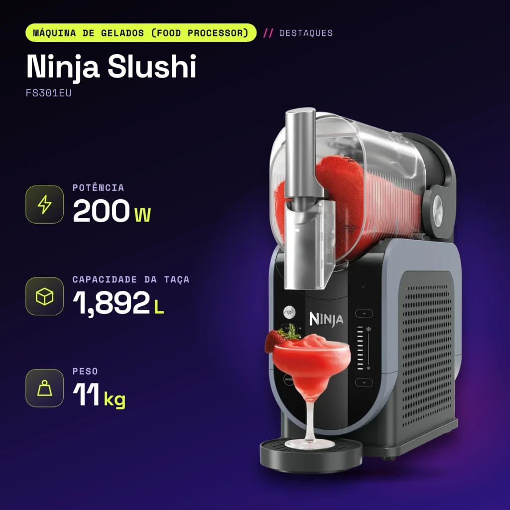 Sorbetière Ninja Slushi 1,892L 200W Bleu Noir FS301EU - caractéristiques
