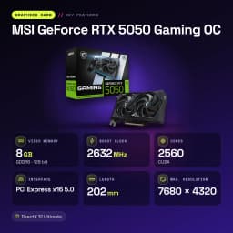 MSI GeForce RTX 5050 Gaming OC 8GB GDDR6 Negro - características