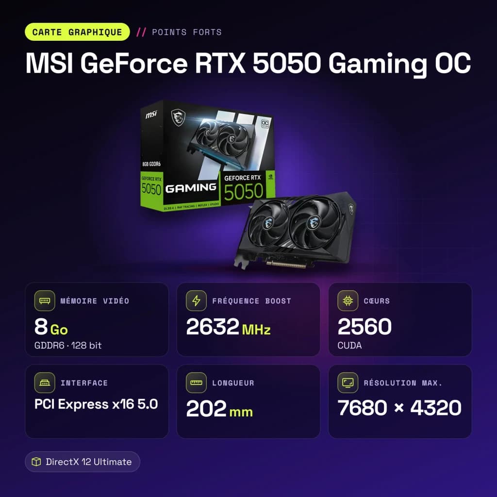 MSI GeForce RTX 5050 Gaming OC 8GB GDDR6 Negro - características